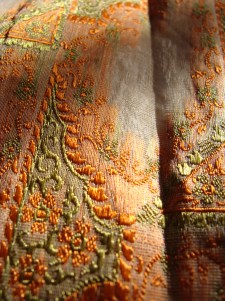 a scrap  of orange fabric