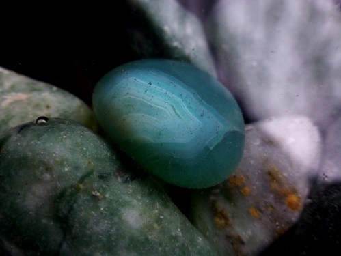 blue stone in water
