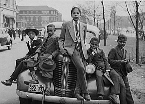 Negro boys on Easter morning. Southside, Chicago, Illinois, photo by Russell Lee, 1941.