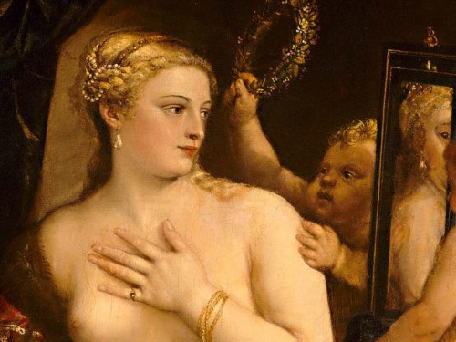 Detail from Venus with a Mirror by Titian, at the MFA 2009 Exhibit