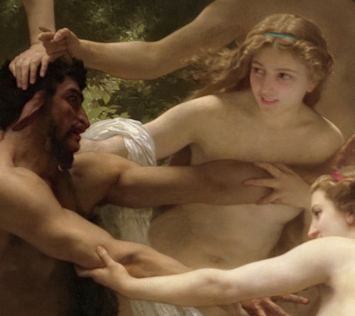 detail from nymphs and satyr by bouguereau